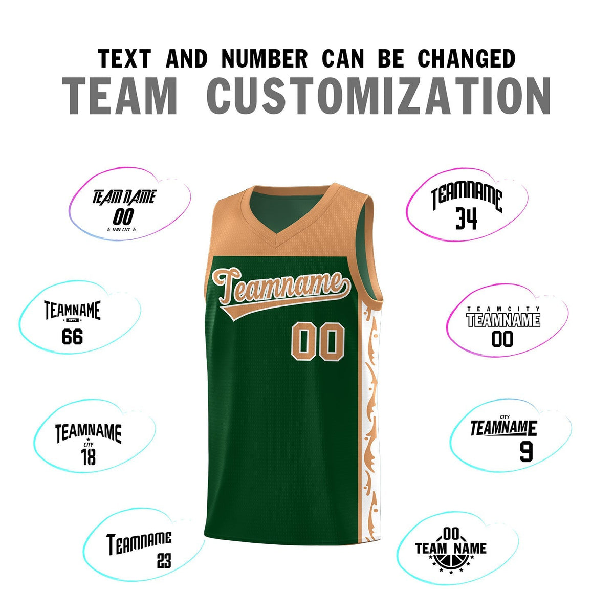 Custom Green Side Pattern Sports Uniform Basketball Jersey|KXKSHOP