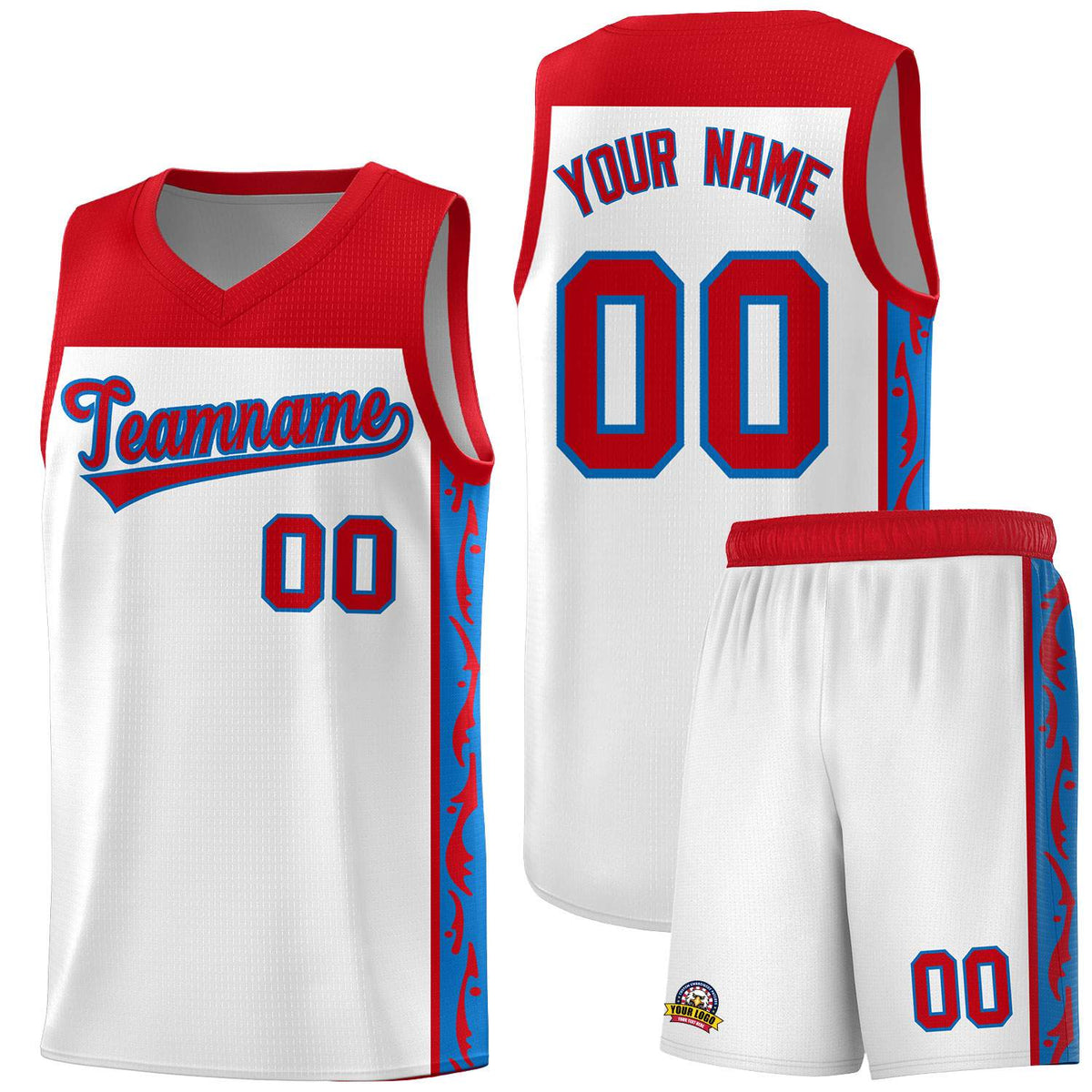Custom White Side Pattern Sports Uniform Basketball Jersey|KXKSHOP