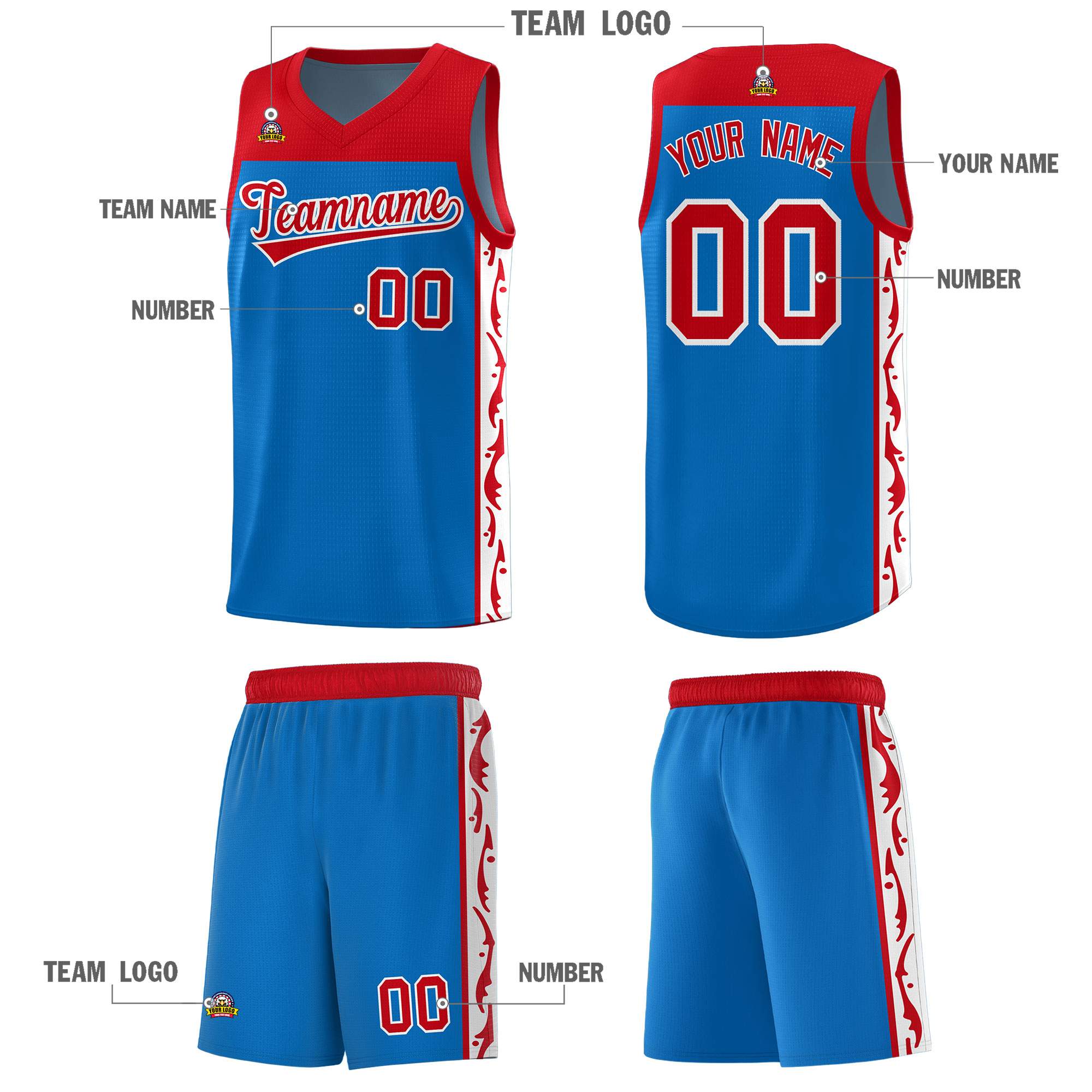 Custom Royal Side Pattern Sports Uniform Basketball Jersey|KXKSHOP