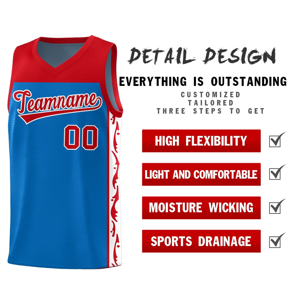 Custom Royal Side Pattern Sports Uniform Basketball Jersey|KXKSHOP