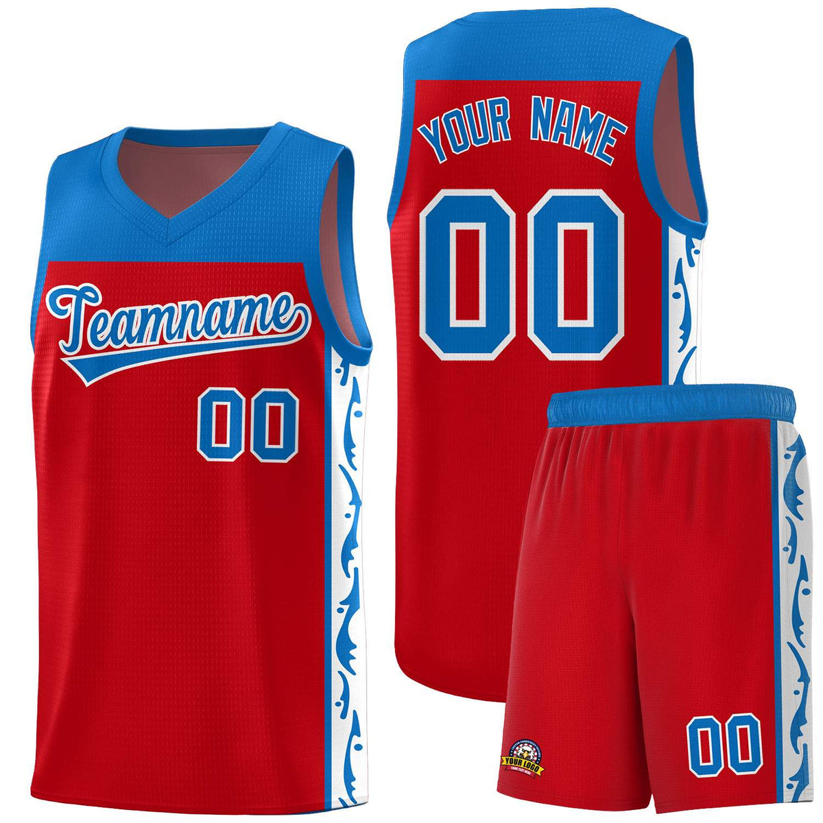 Custom Red Side Pattern Sports Uniform Basketball Jersey|KXKSHOP