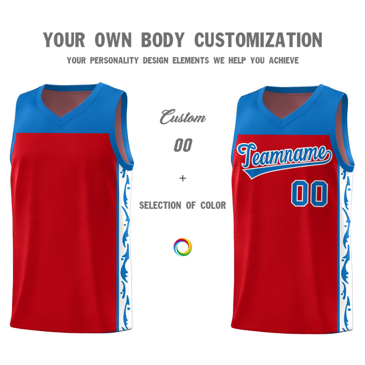 Custom Red Side Pattern Sports Uniform Basketball Jersey|KXKSHOP