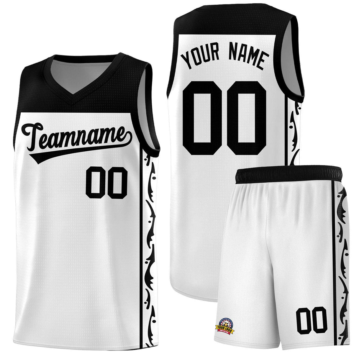 Custom White Side Pattern Sports Uniform Basketball Jersey|KXKSHOP
