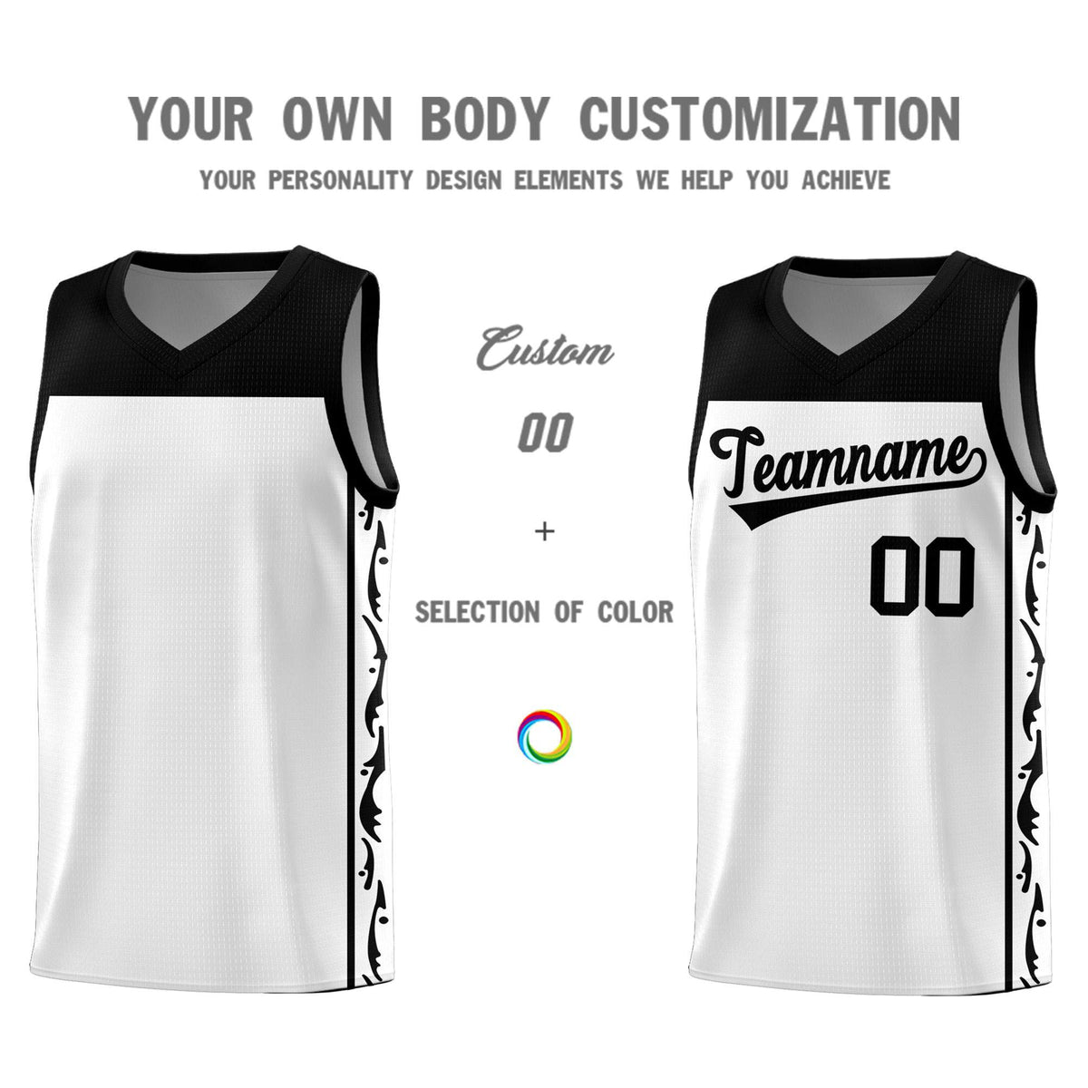 Custom White Side Pattern Sports Uniform Basketball Jersey|KXKSHOP