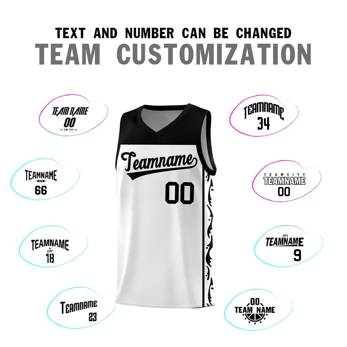 Custom White Side Pattern Sports Uniform Basketball Jersey|KXKSHOP