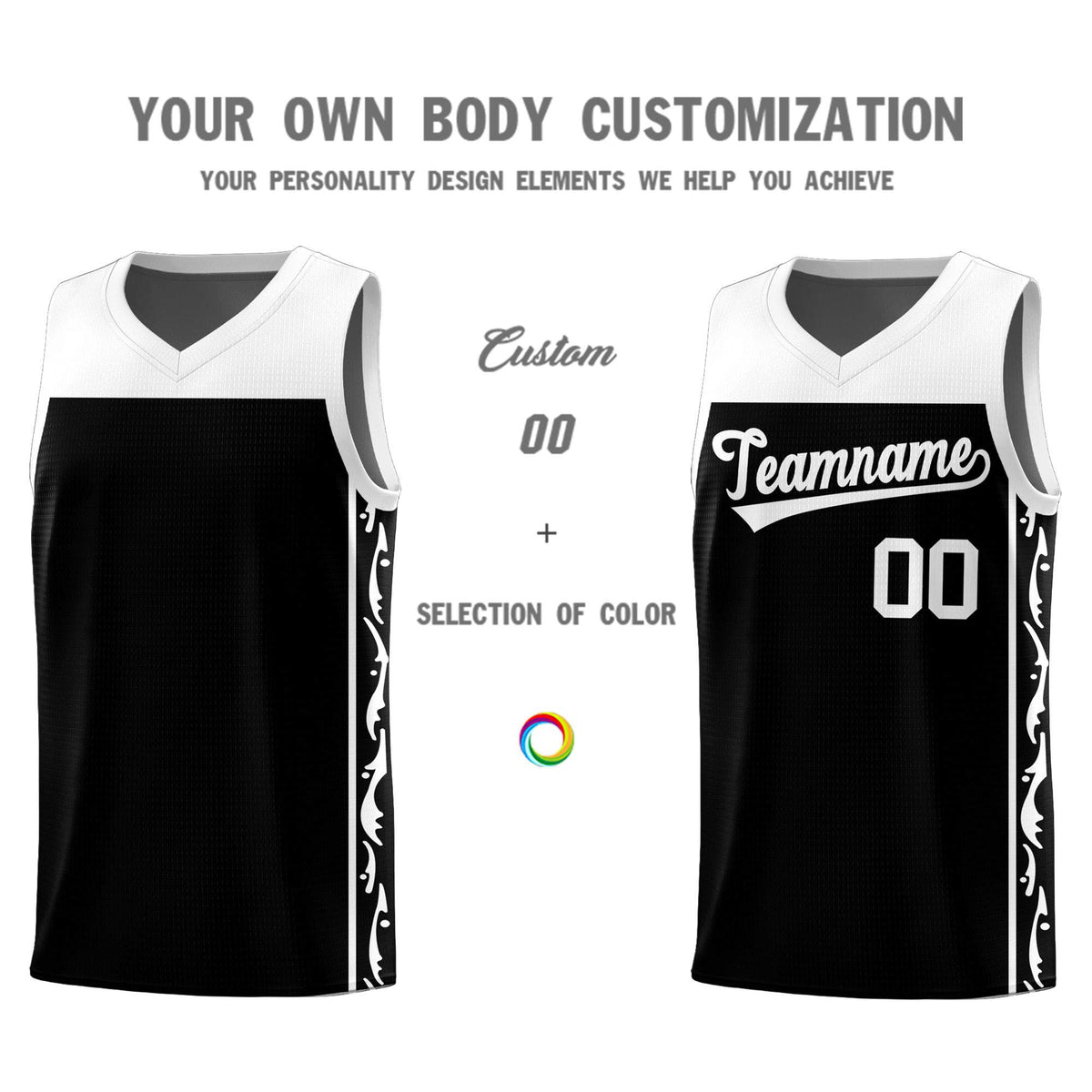Custom Black Side Pattern Sports Uniform Basketball Jersey|KXKSHOP