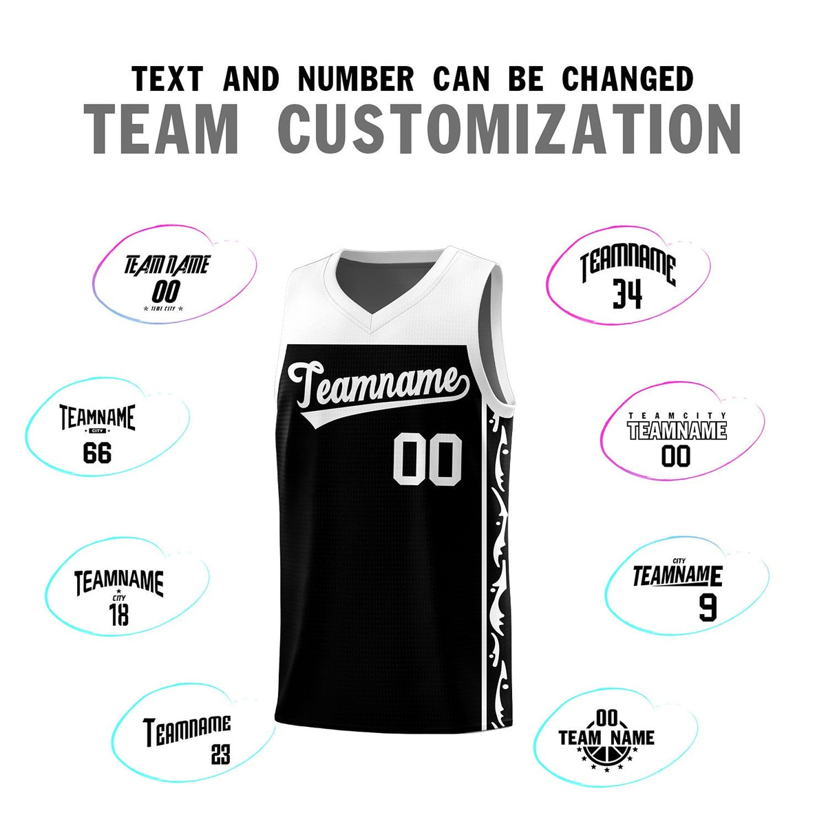 Custom Black Side Pattern Sports Uniform Basketball Jersey|KXKSHOP