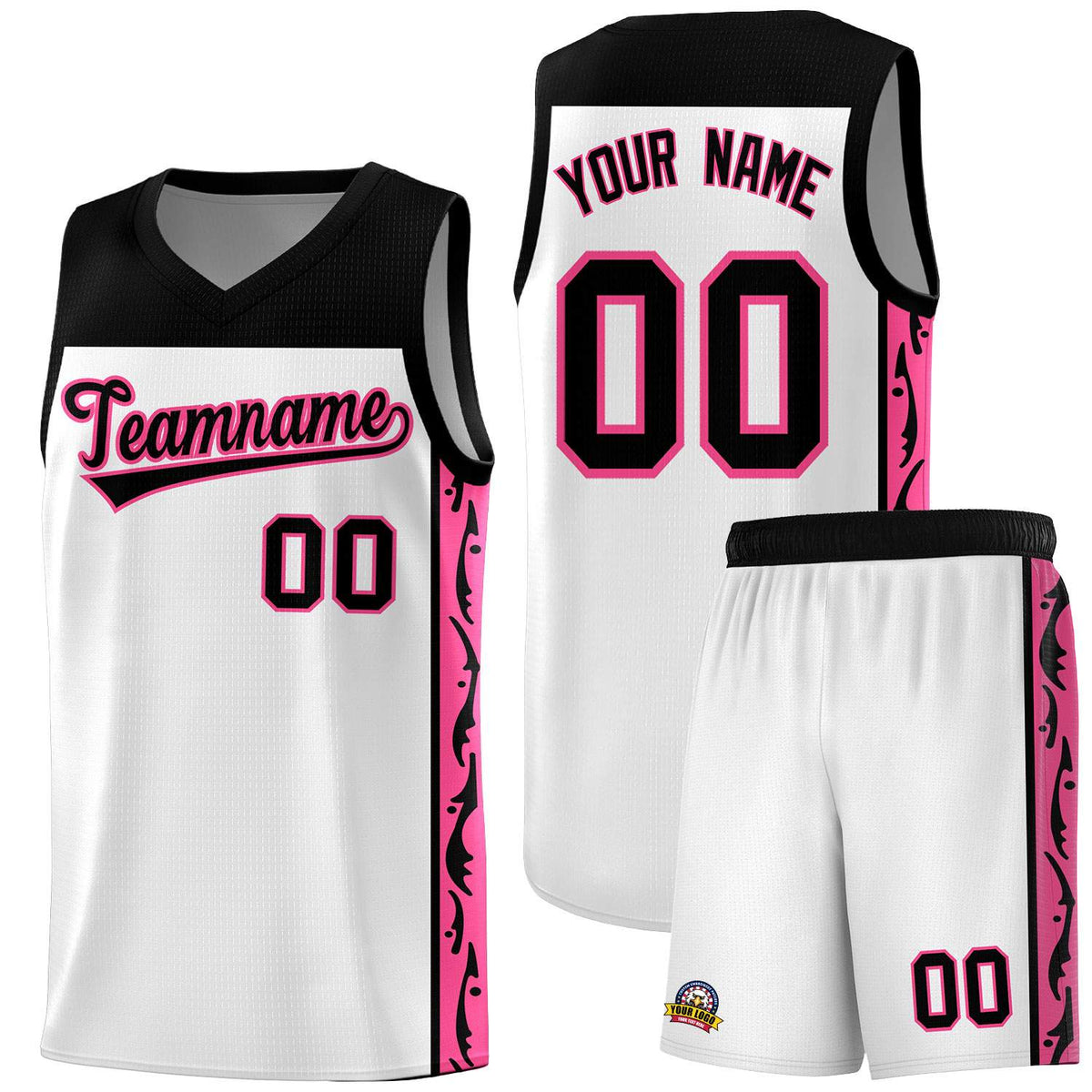 Custom White Side Pattern Sports Uniform Basketball Jersey|KXKSHOP