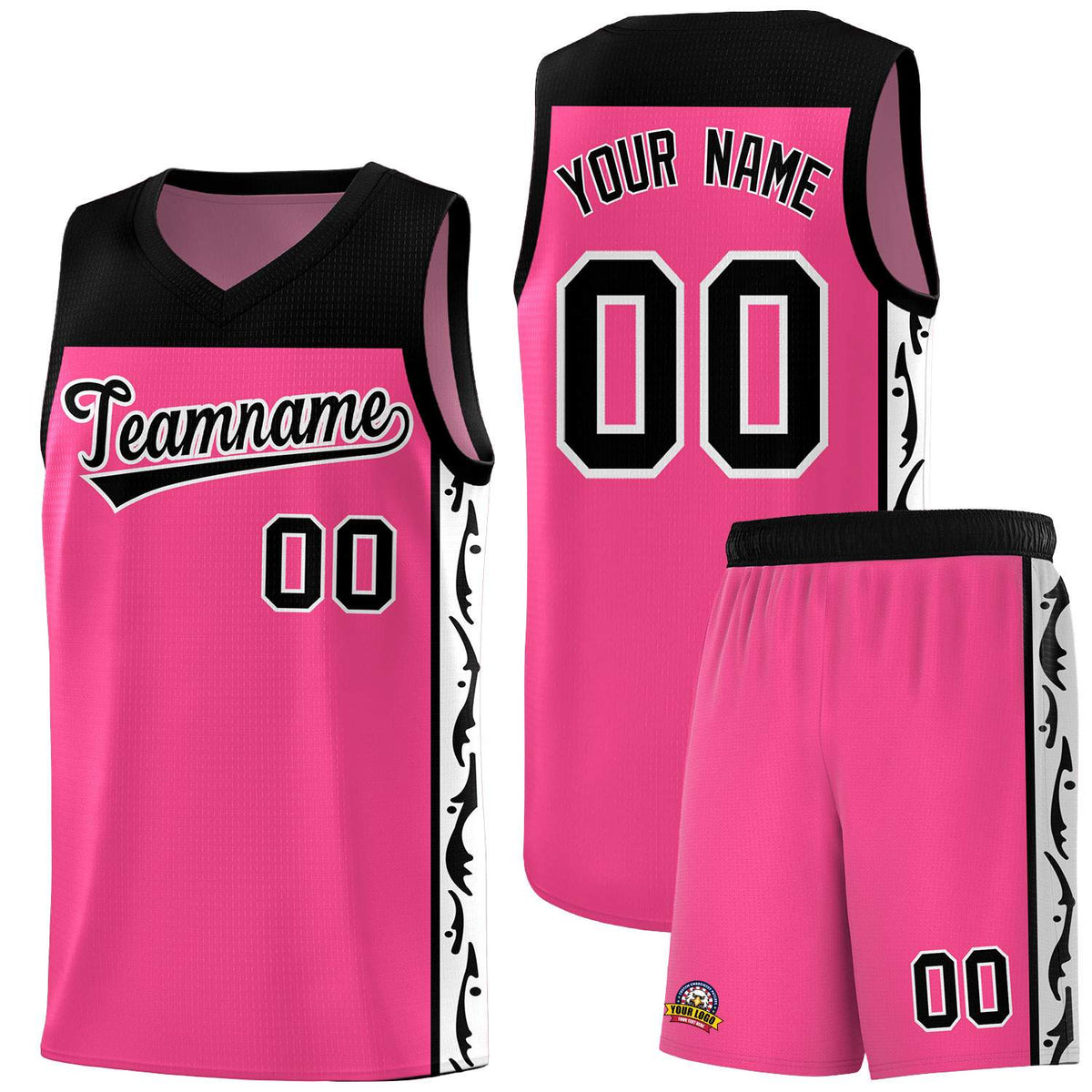 Custom Pink Side Pattern Sports Uniform Basketball Jersey|KXKSHOP