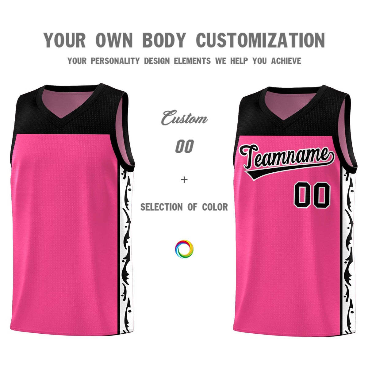 Custom Pink Side Pattern Sports Uniform Basketball Jersey|KXKSHOP
