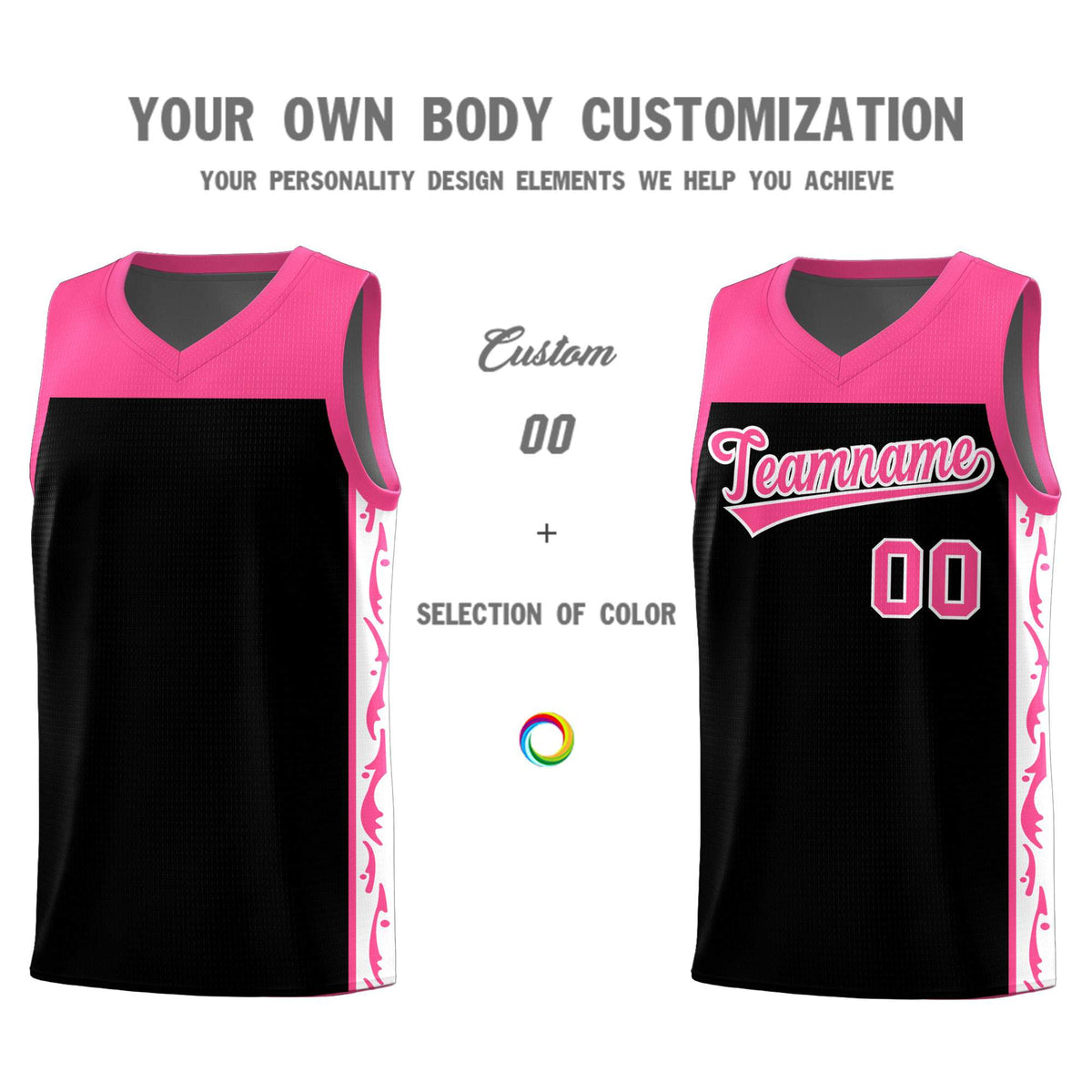 Custom Black Side Pattern Sports Uniform Basketball Jersey|KXKSHOP