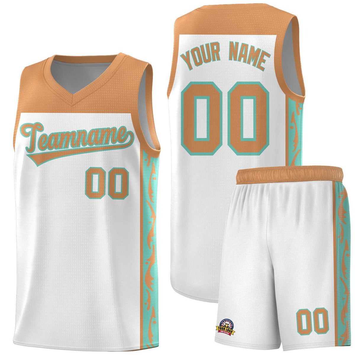 Custom White Side Pattern Sports Uniform Basketball Jersey|KXKSHOP