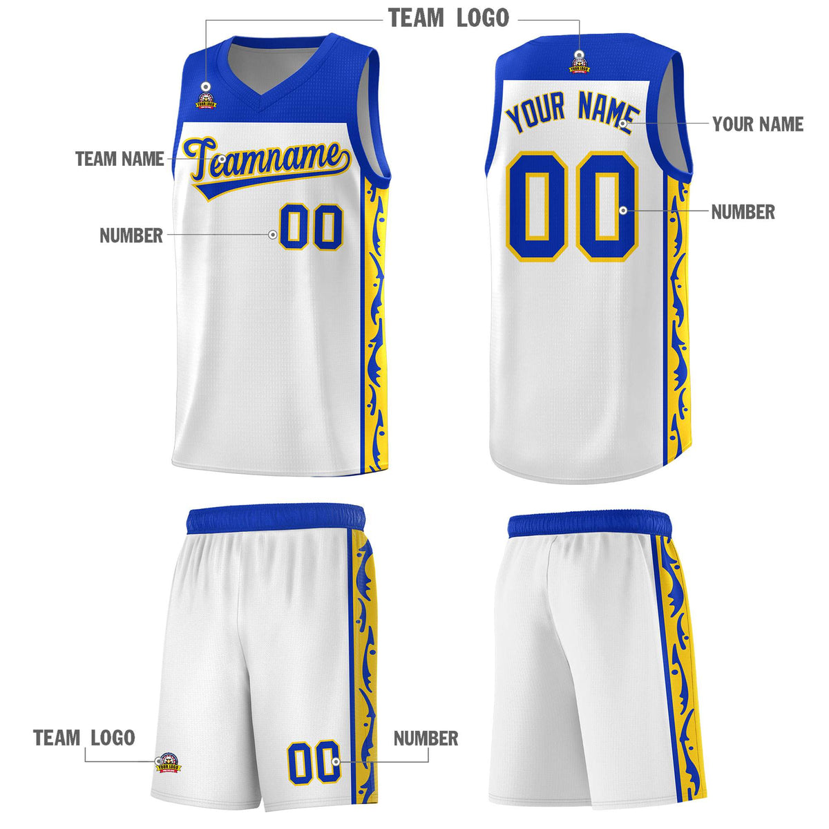 Custom White Side Pattern Sports Uniform Basketball Jersey|KXKSHOP