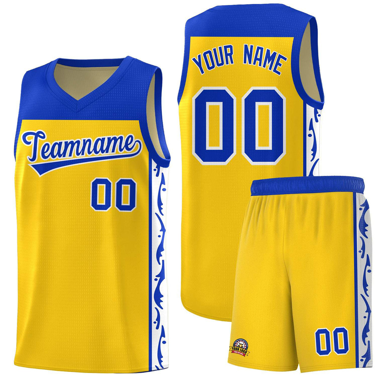 Custom Gold Side Pattern Sports Uniform Basketball Jersey|KXKSHOP
