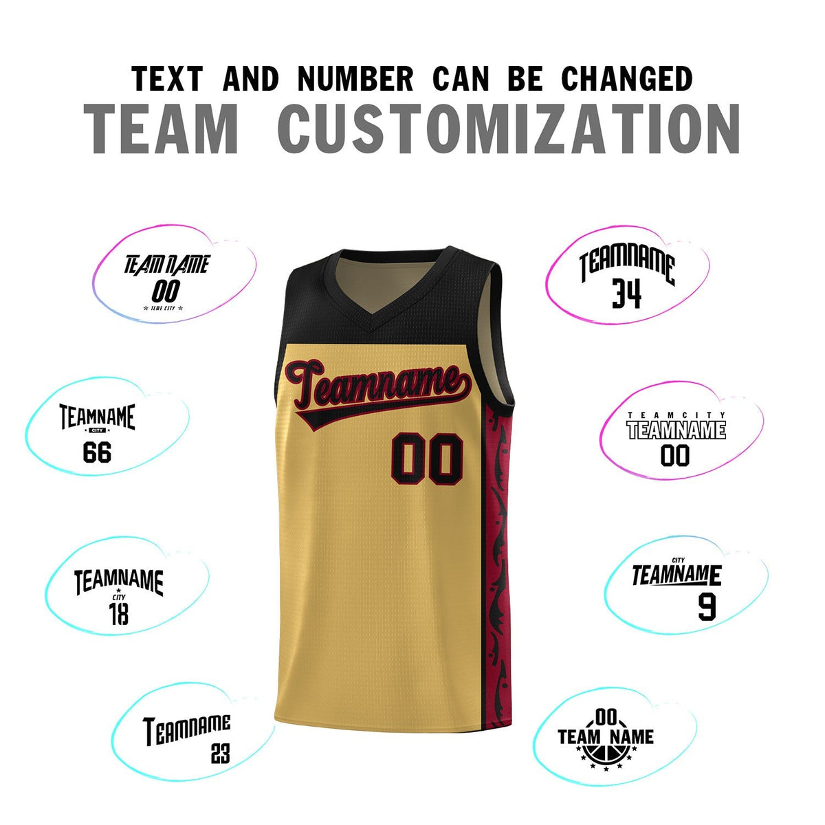 Custom Old Gold Side Pattern Sports Uniform Basketball Jersey|KXKSHOP