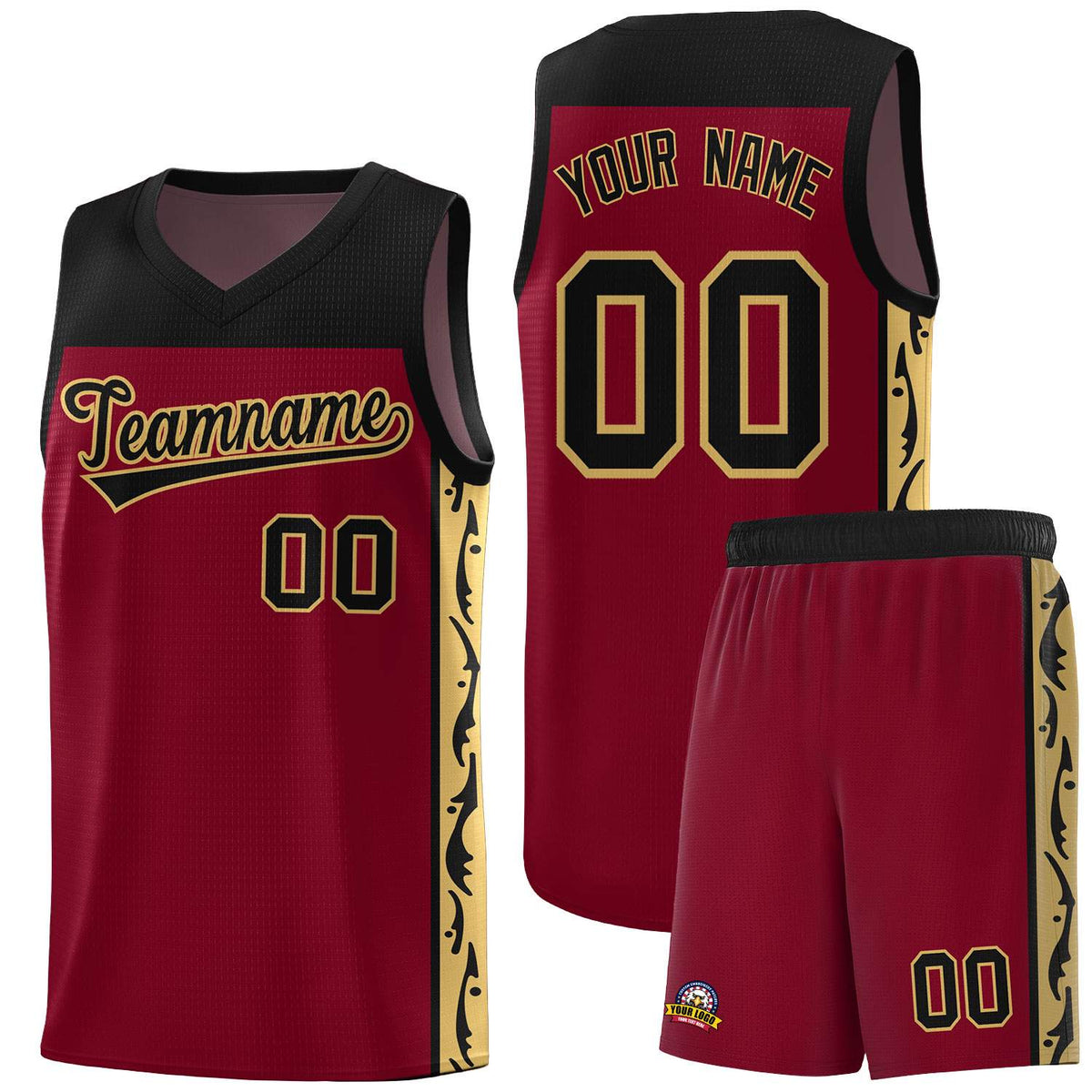 Custom Crimson Side Pattern Sports Uniform Basketball Jersey|KXKSHOP
