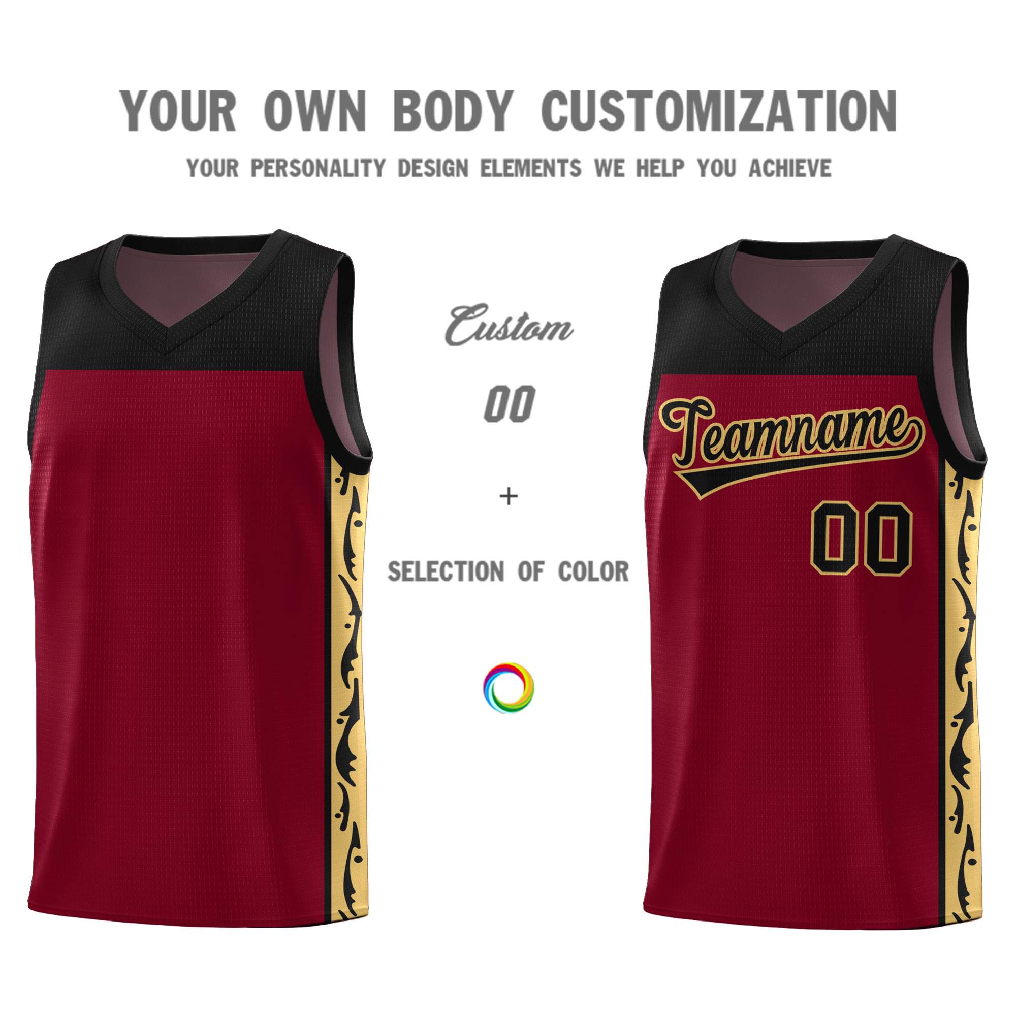 Custom Crimson Side Pattern Sports Uniform Basketball Jersey|KXKSHOP