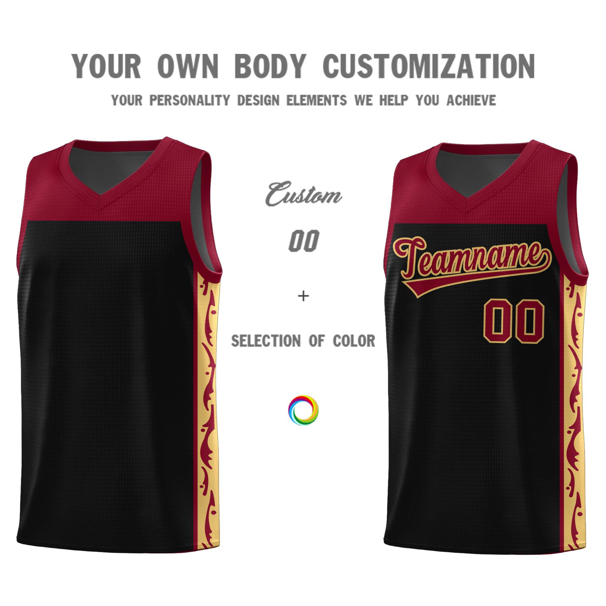 Custom Black Side Pattern Sports Uniform Basketball Jersey|KXKSHOP