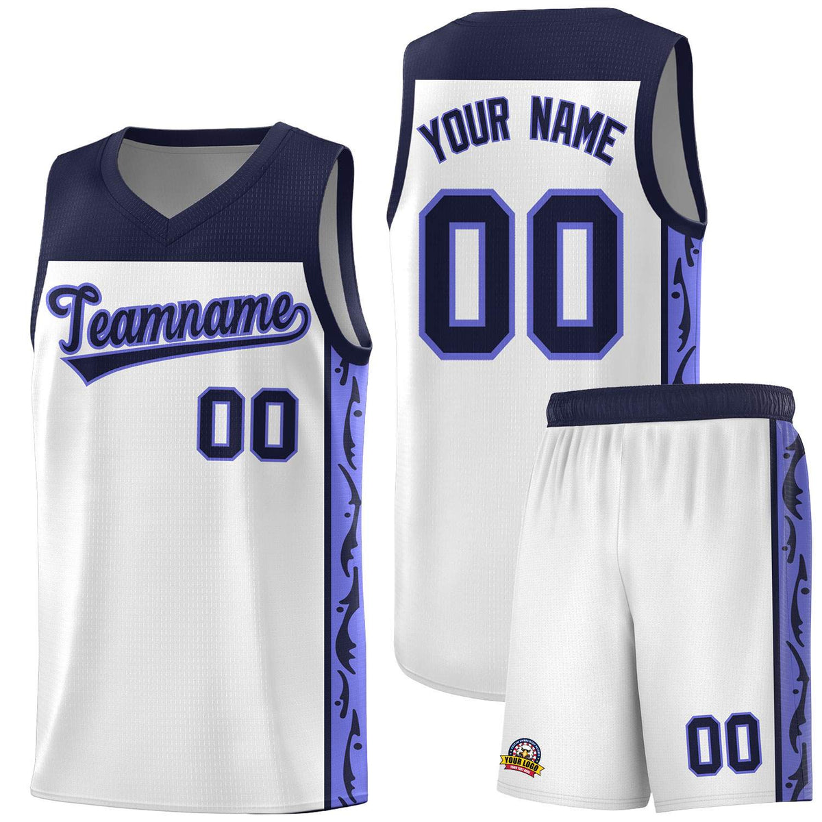Custom White Side Pattern Sports Uniform Basketball Jersey|KXKSHOP