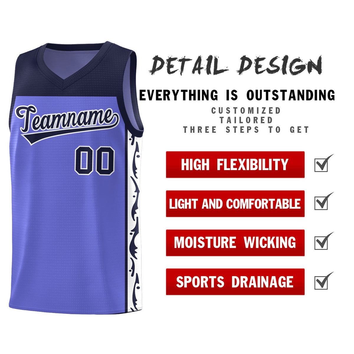 Custom Purple Side Pattern Sports Uniform Basketball Jersey|KXKSHOP