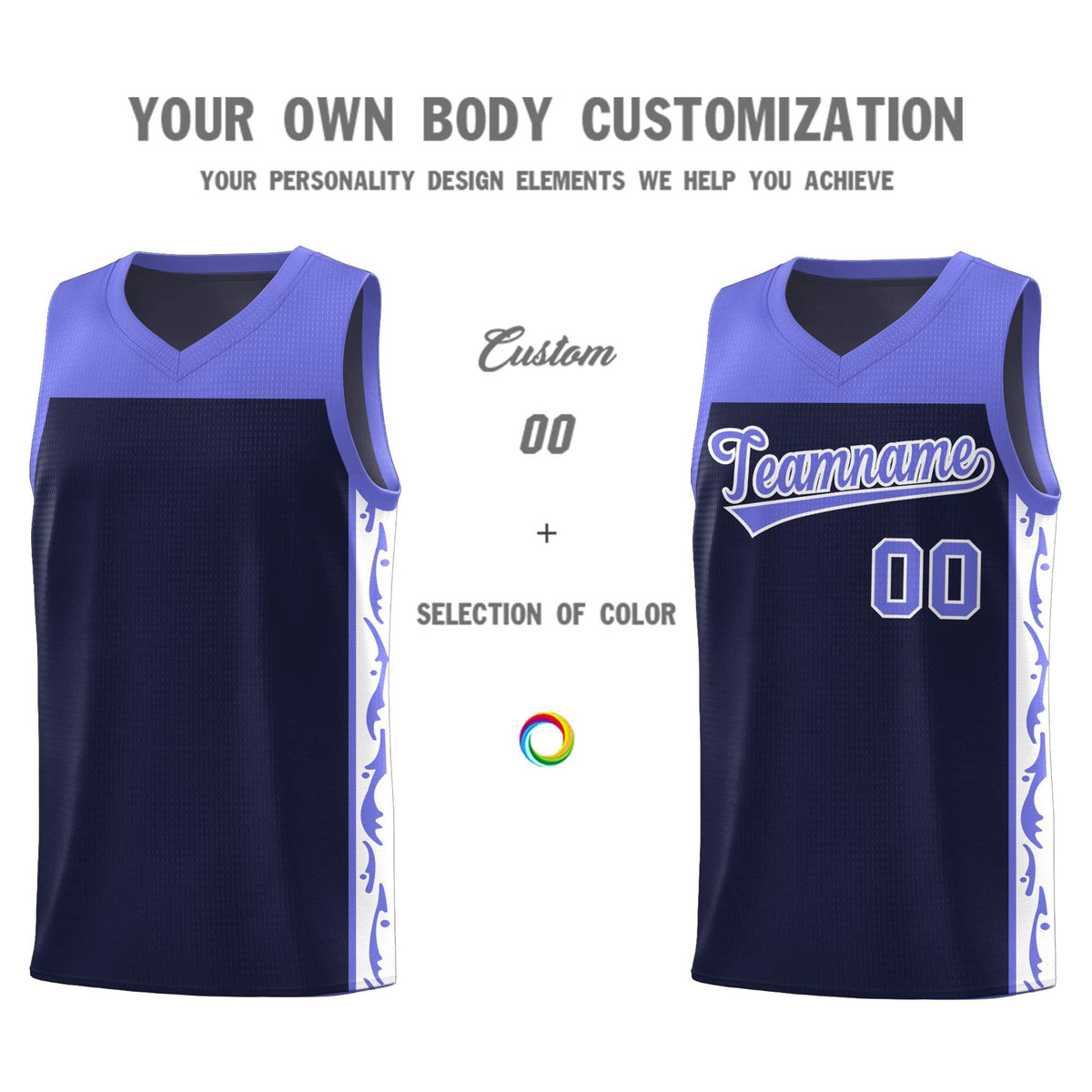 Custom Navy Side Pattern Sports Uniform Basketball Jersey|KXKSHOP