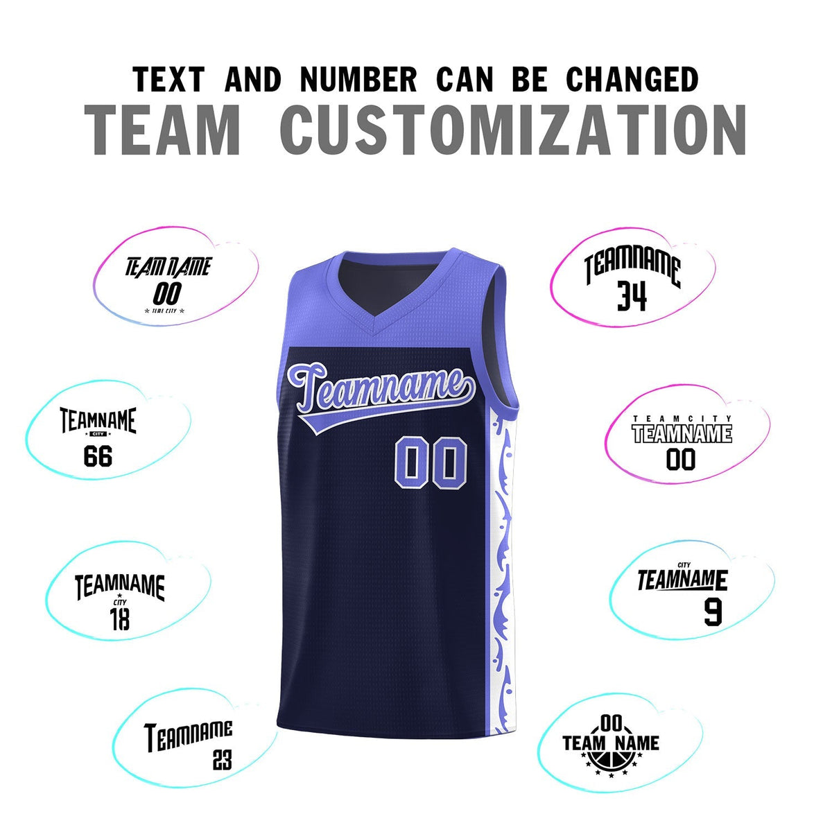 Custom Navy Side Pattern Sports Uniform Basketball Jersey|KXKSHOP