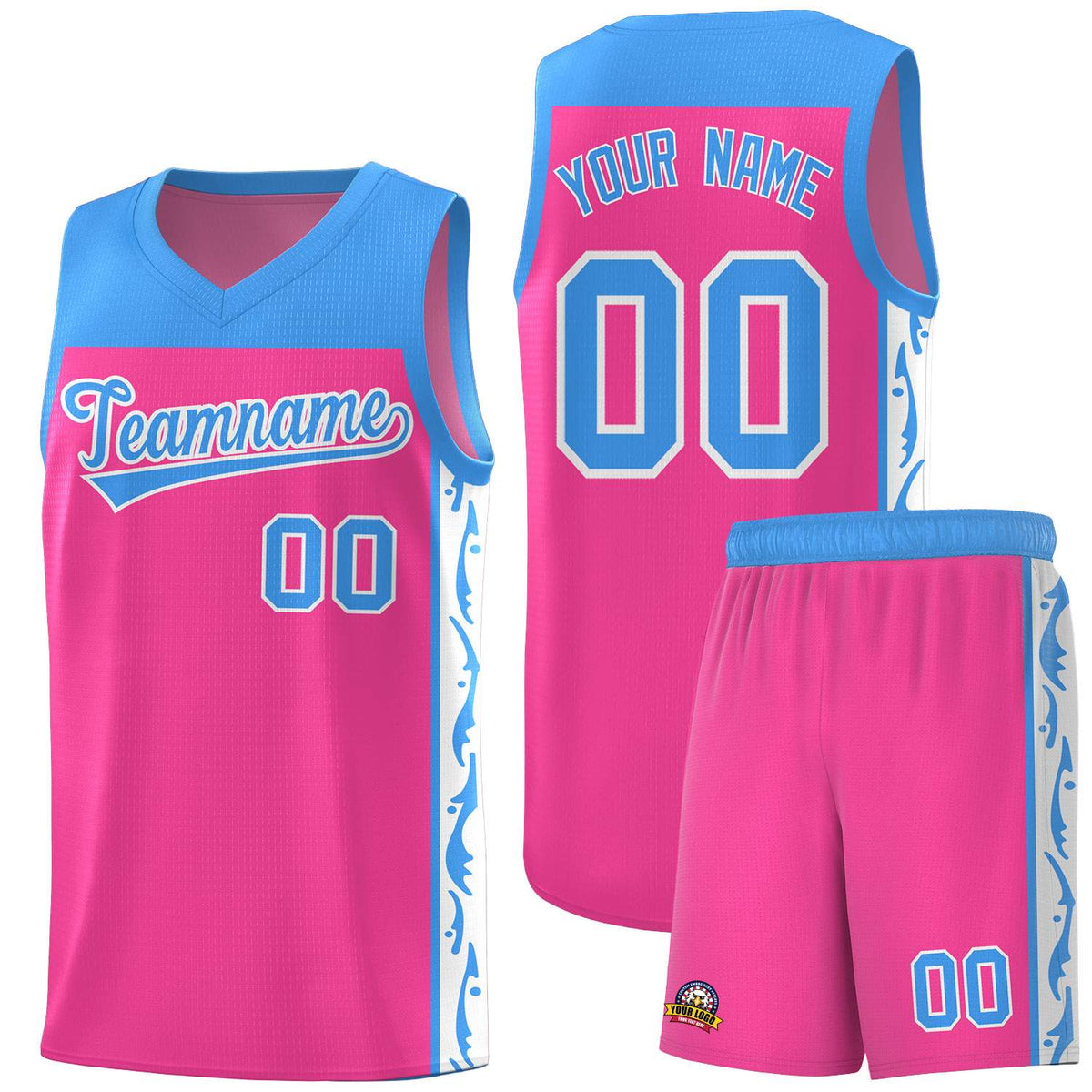 Custom Pink Side Pattern Sports Uniform Basketball Jersey|KXKSHOP