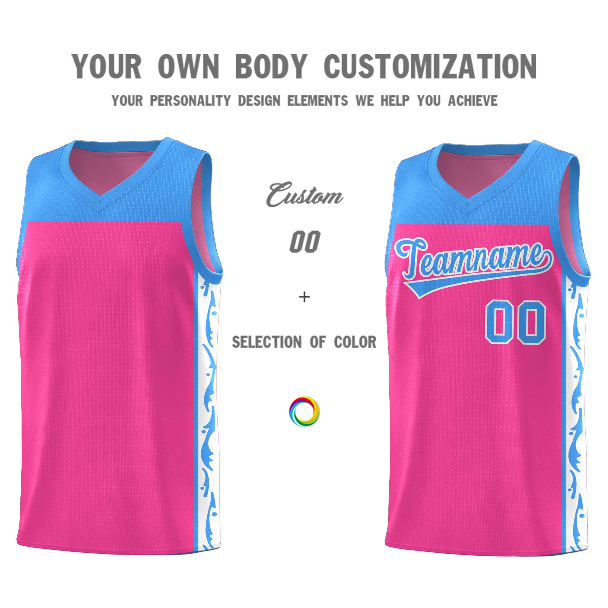 Custom Pink Side Pattern Sports Uniform Basketball Jersey|KXKSHOP