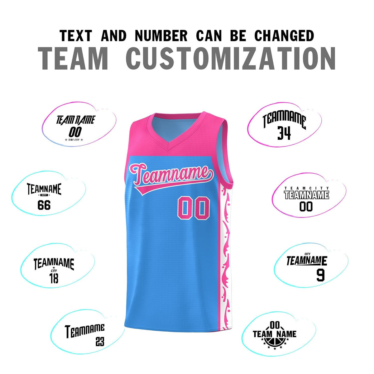Custom Light Blue Side Pattern Sports Uniform Basketball Jersey|KXKSHOP