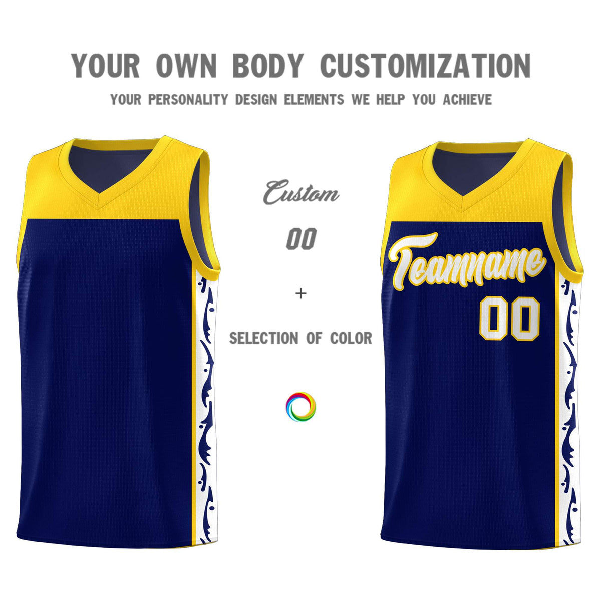 Custom Navy Side Pattern Sports Uniform Basketball Jersey|KXKSHOP