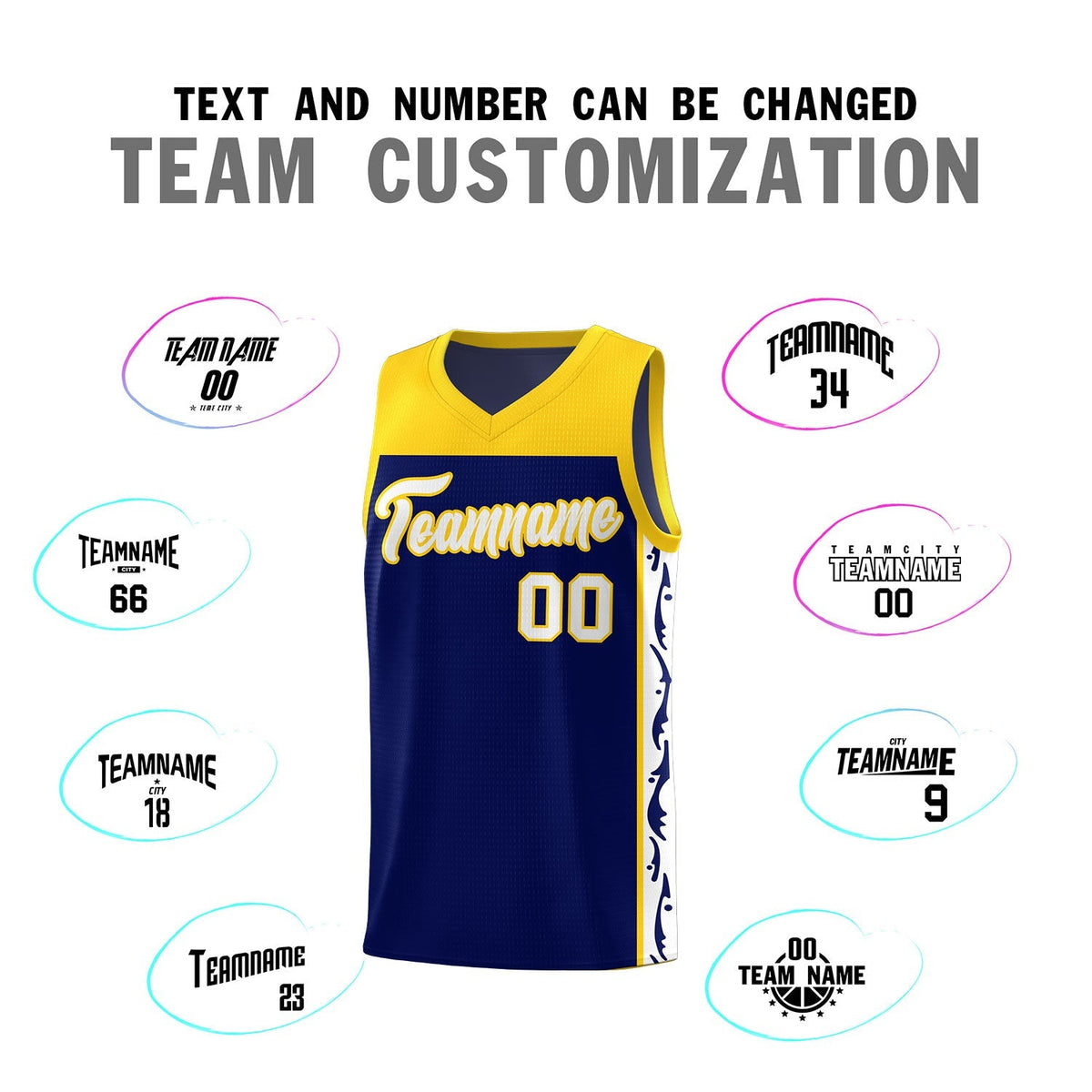 Custom Navy Side Pattern Sports Uniform Basketball Jersey|KXKSHOP