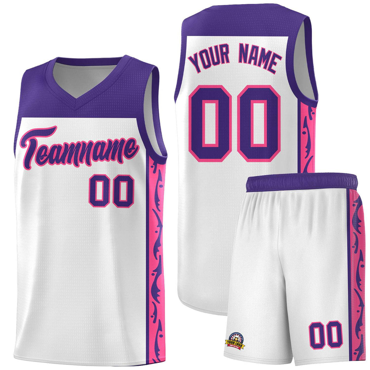 Custom White Side Pattern Sports Uniform Basketball Jersey|KXKSHOP
