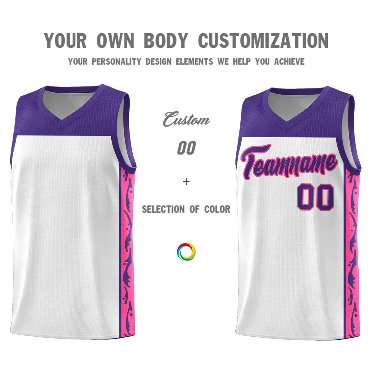 Custom White Side Pattern Sports Uniform Basketball Jersey|KXKSHOP