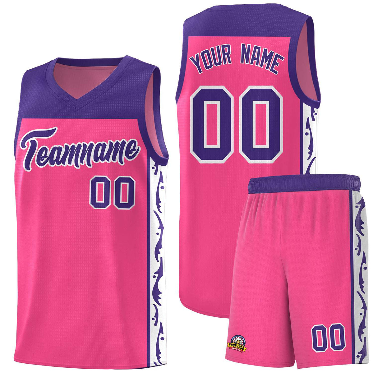 Custom Pink Side Pattern Sports Uniform Basketball Jersey|KXKSHOP