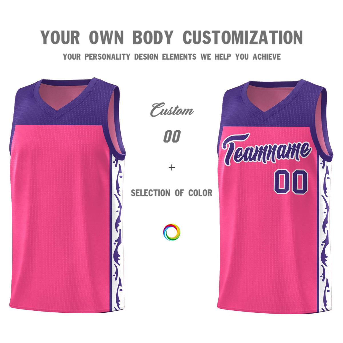 Custom Pink Side Pattern Sports Uniform Basketball Jersey|KXKSHOP