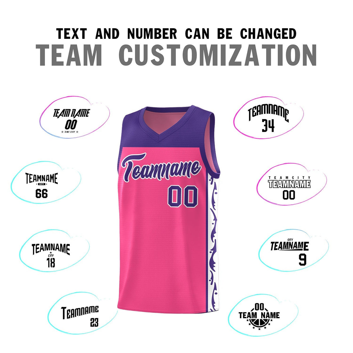 Custom Pink Side Pattern Sports Uniform Basketball Jersey|KXKSHOP