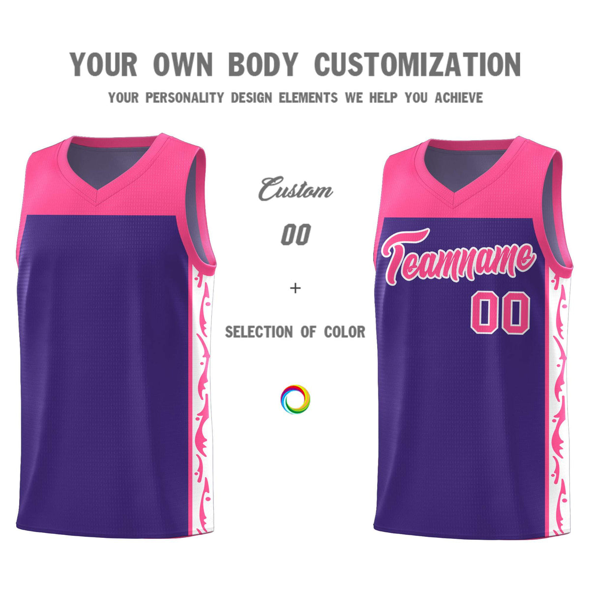 Custom Purple Side Pattern Sports Uniform Basketball Jersey|KXKSHOP