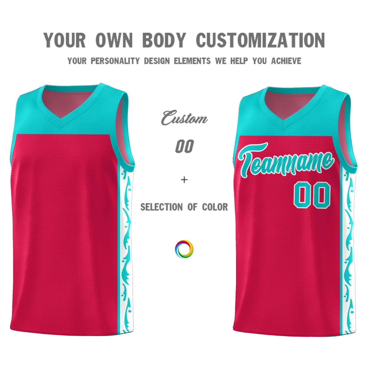Custom Red Side Pattern Sports Uniform Basketball Jersey|KXKSHOP