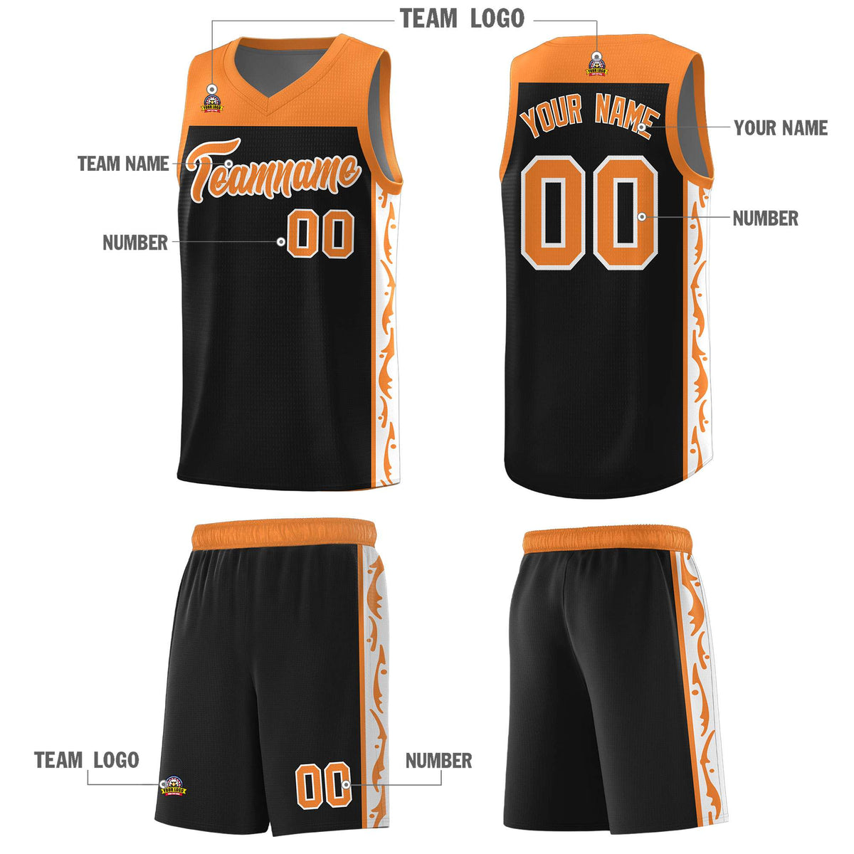 Custom Black Side Pattern Sports Uniform Basketball Jersey|KXKSHOP