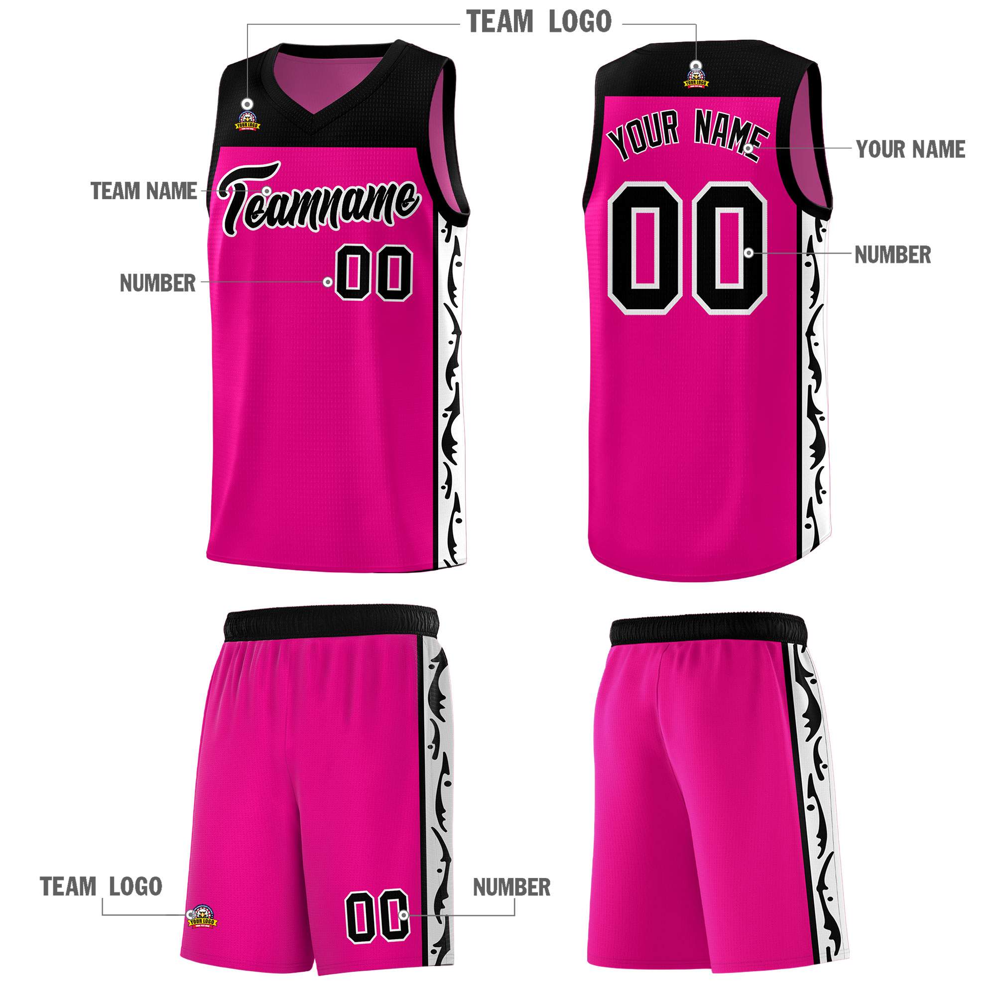Custom Red Side Pattern Sports Uniform Basketball Jersey|KXKSHOP