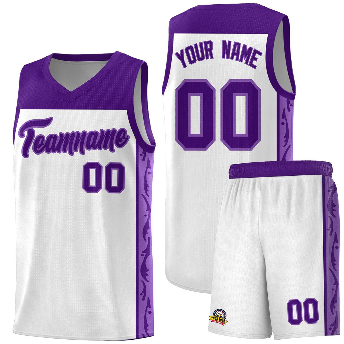 Custom White Side Pattern Sports Uniform Basketball Jersey|KXKSHOP