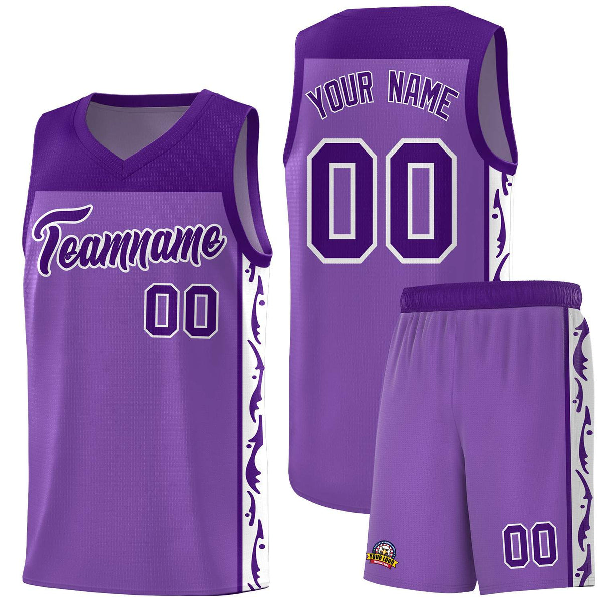 Custom Purple Side Pattern Sports Uniform Basketball Jersey|KXKSHOP