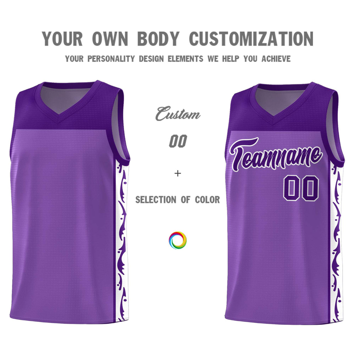 Custom Purple Side Pattern Sports Uniform Basketball Jersey|KXKSHOP