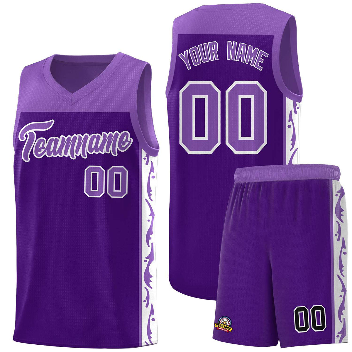 Custom Purple Side Pattern Sports Uniform Basketball Jersey|KXKSHOP