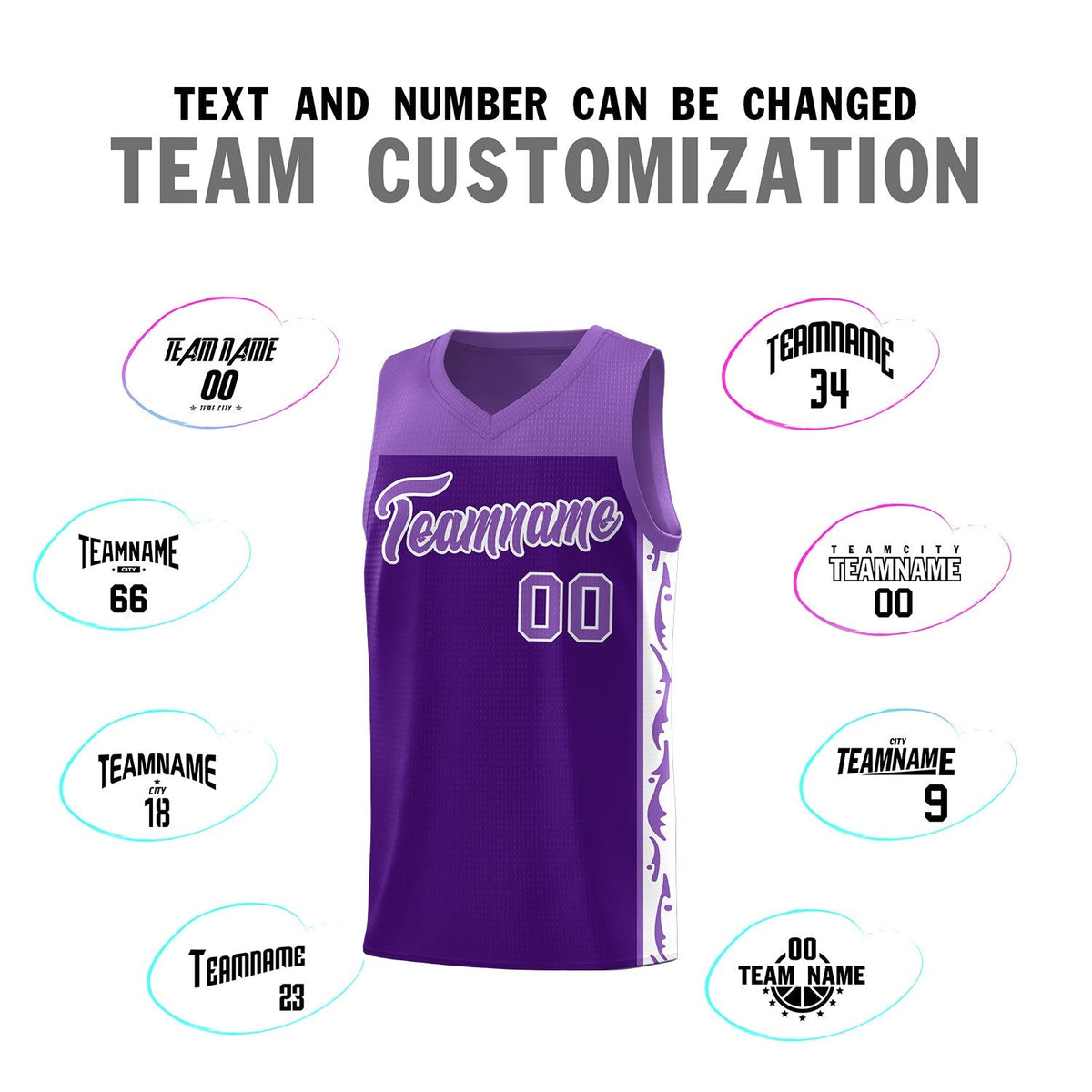 Custom Purple Side Pattern Sports Uniform Basketball Jersey|KXKSHOP