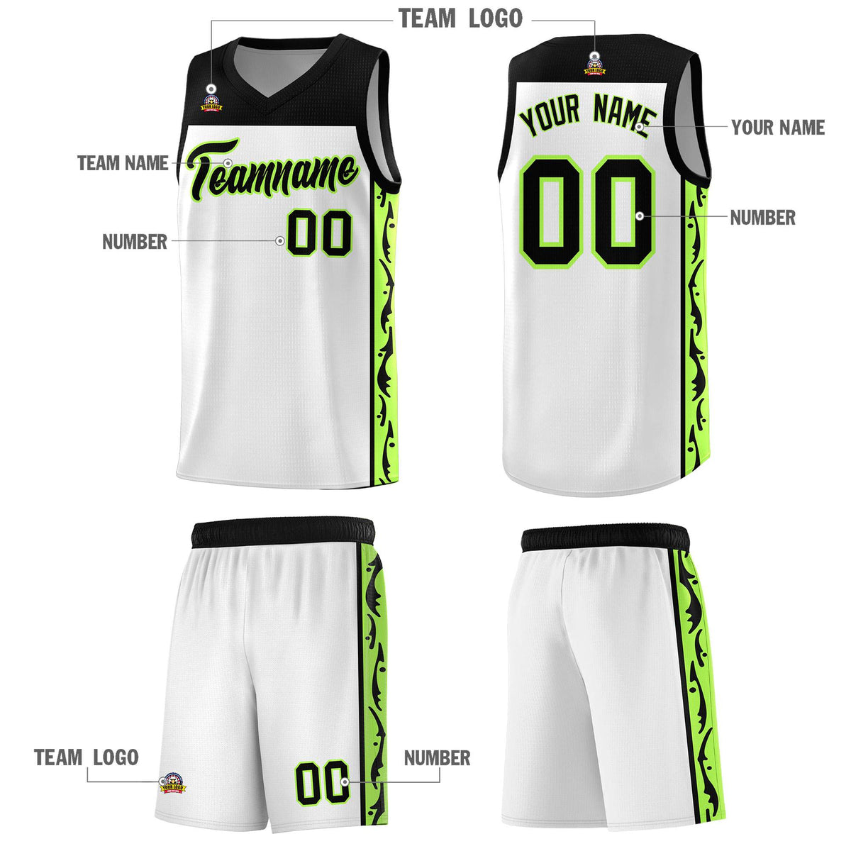 Custom White Side Pattern Sports Uniform Basketball Jersey|KXKSHOP