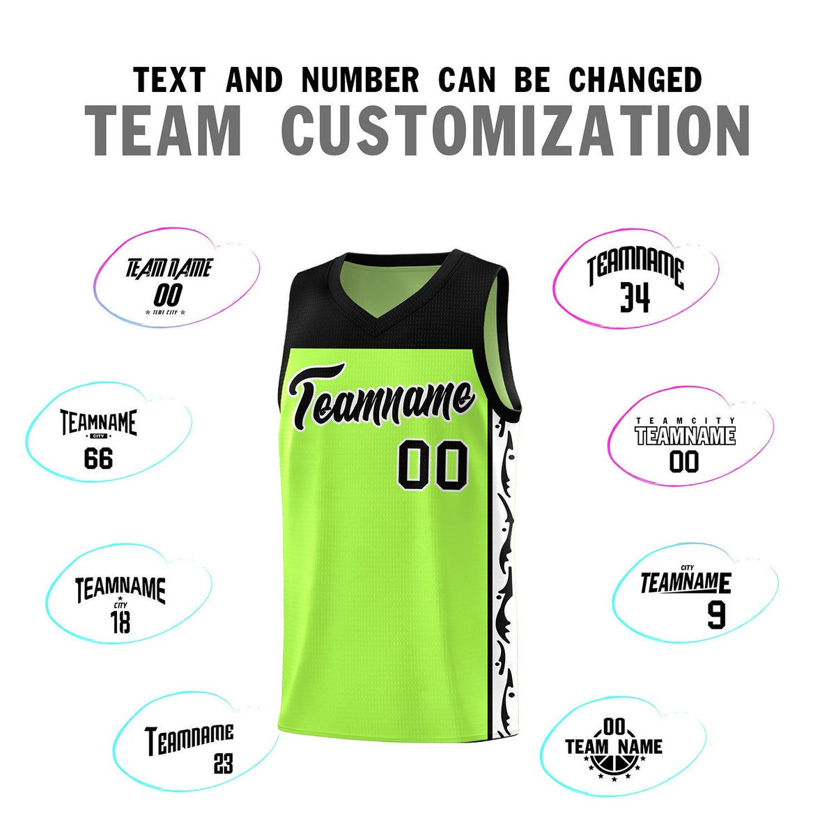 Custom Neon Green Side Pattern Sports Uniform Basketball Jersey|KXKSHOP