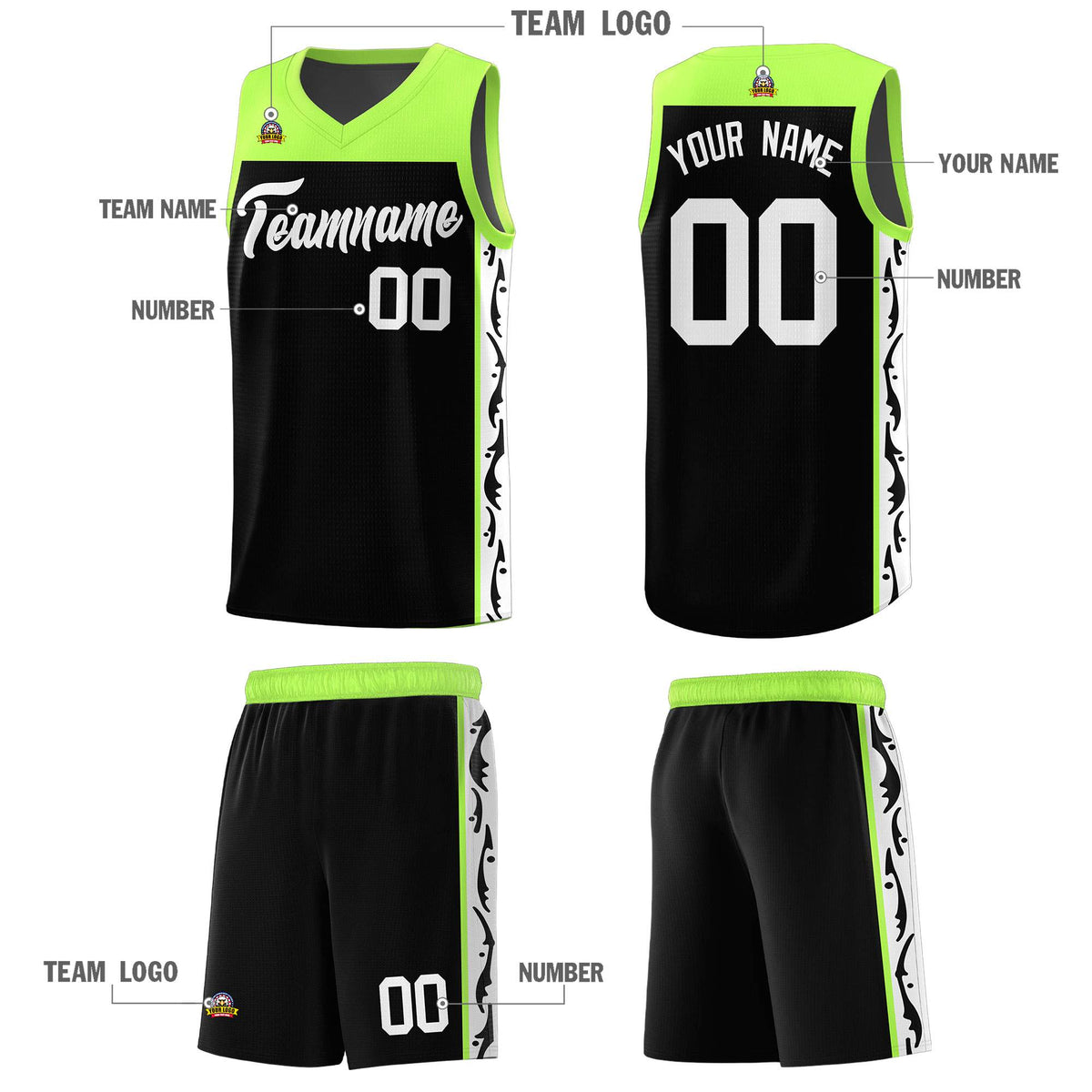 Custom Black Side Pattern Sports Uniform Basketball Jersey|KXKSHOP