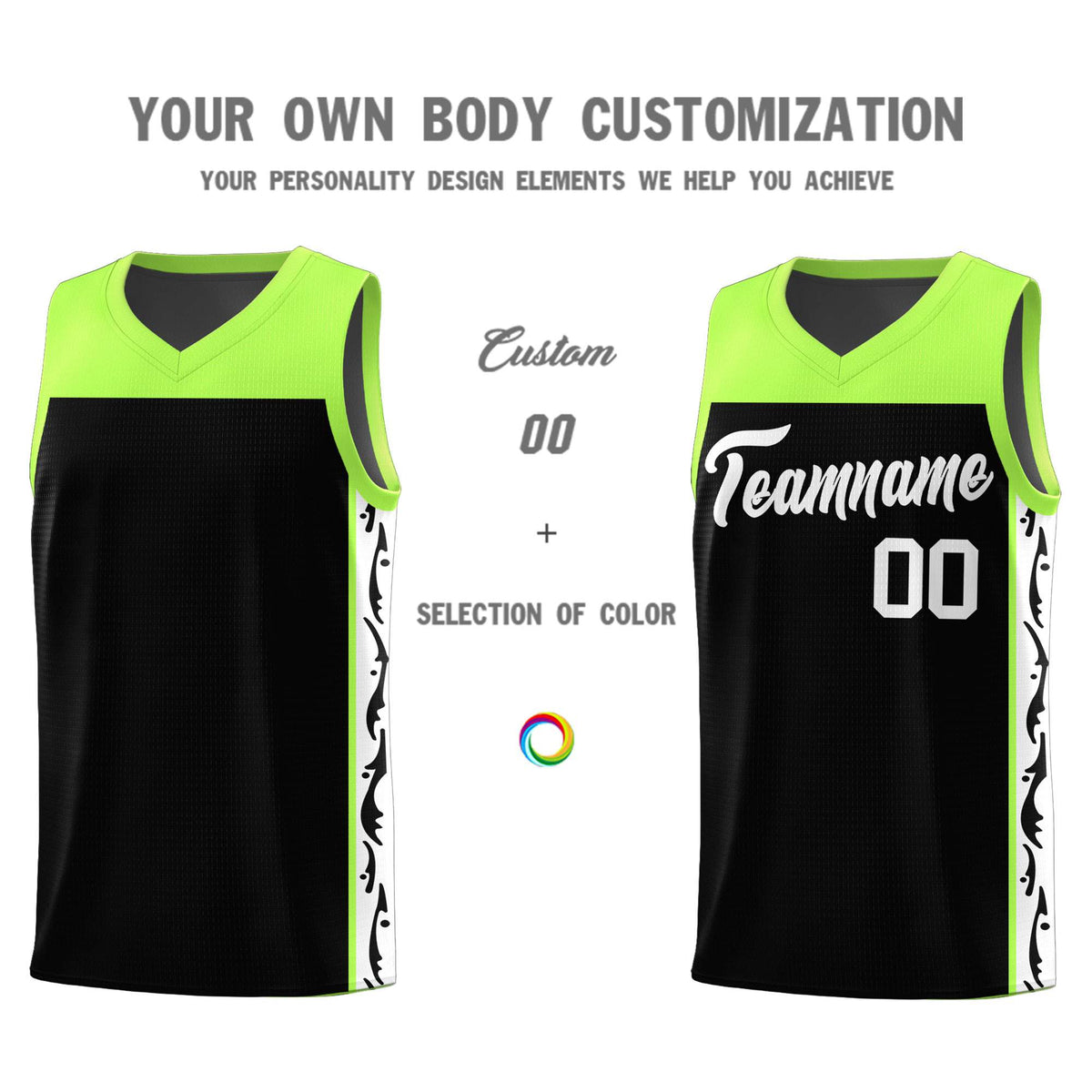 Custom Black Side Pattern Sports Uniform Basketball Jersey|KXKSHOP