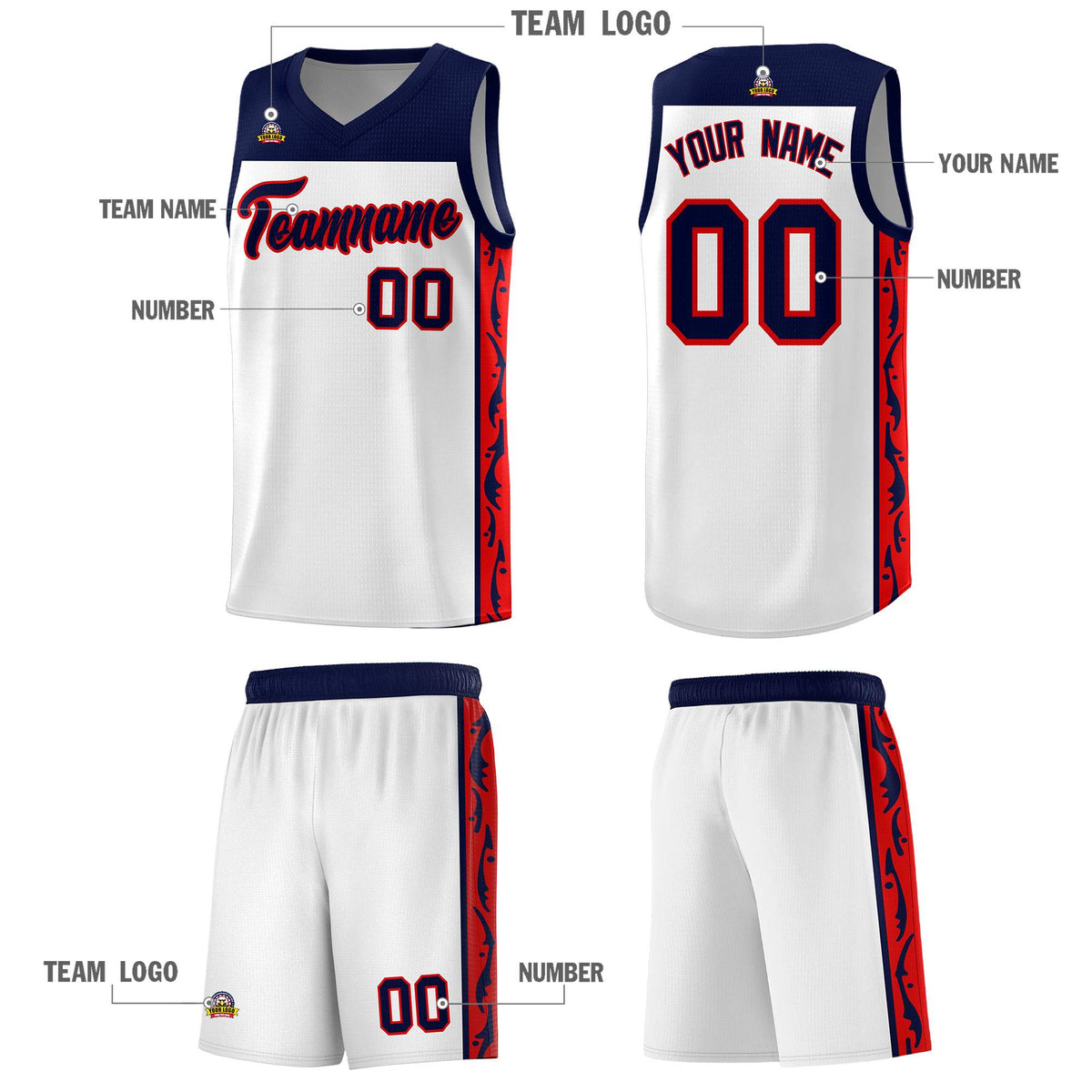 Custom White Side Pattern Sports Uniform Basketball Jersey|KXKSHOP